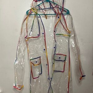 Rainbow multi-colored PVC raincoat